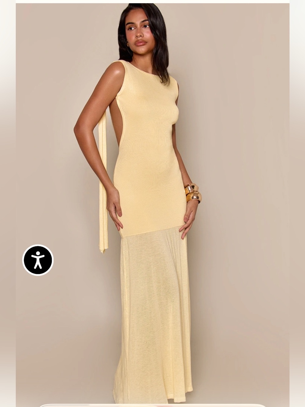 Pretty little  thing PLT LEMON SHEER PANEL SCARF DETAIL KNITTED MAXI DRESS
